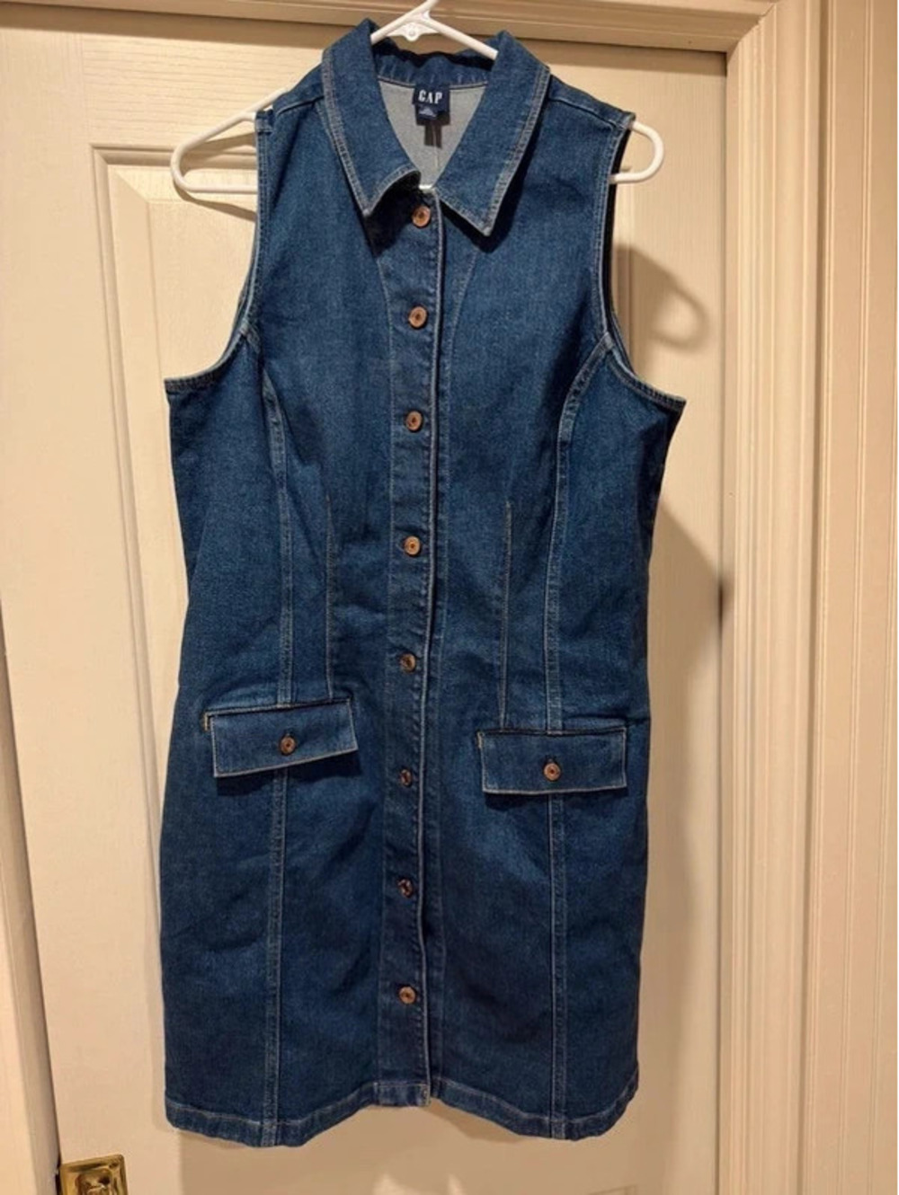 Gap Denim Sleeveless Button Front Midi Dress NWT